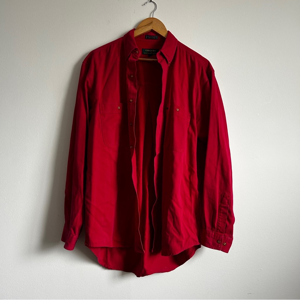 Vintage Red Cotton Button Down Shirt by Alexander‎ Julian M